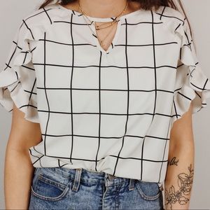 Grid Patterned Shein Blouse